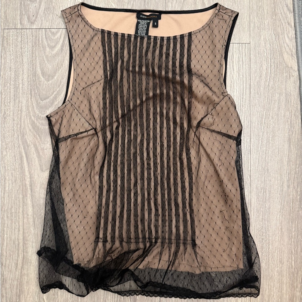Aritzia Black Mesh Sleeveless Overlay Tank